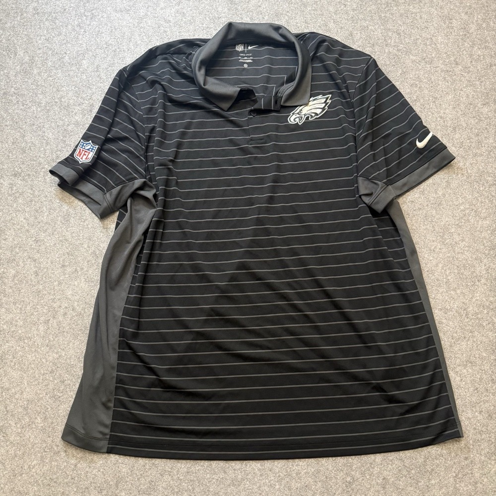 Nike Philadelphia Eagles Polo Shirt Mens XXL NFL Dri-FIT Black Football MSRP $89